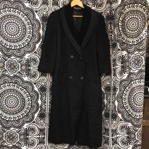 VINTAGE Holly Deb USA UNION MADE Black Shawl Collar Double Breasted Lined Coat